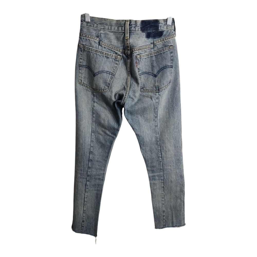 Levis Altered 501 Skinny Button Fly Raw Hem Rodeo Western Festival Jeans 25 - Picture 2 of 13